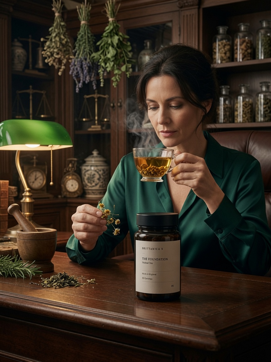 Woman taking a supplement as part of a daily ritual